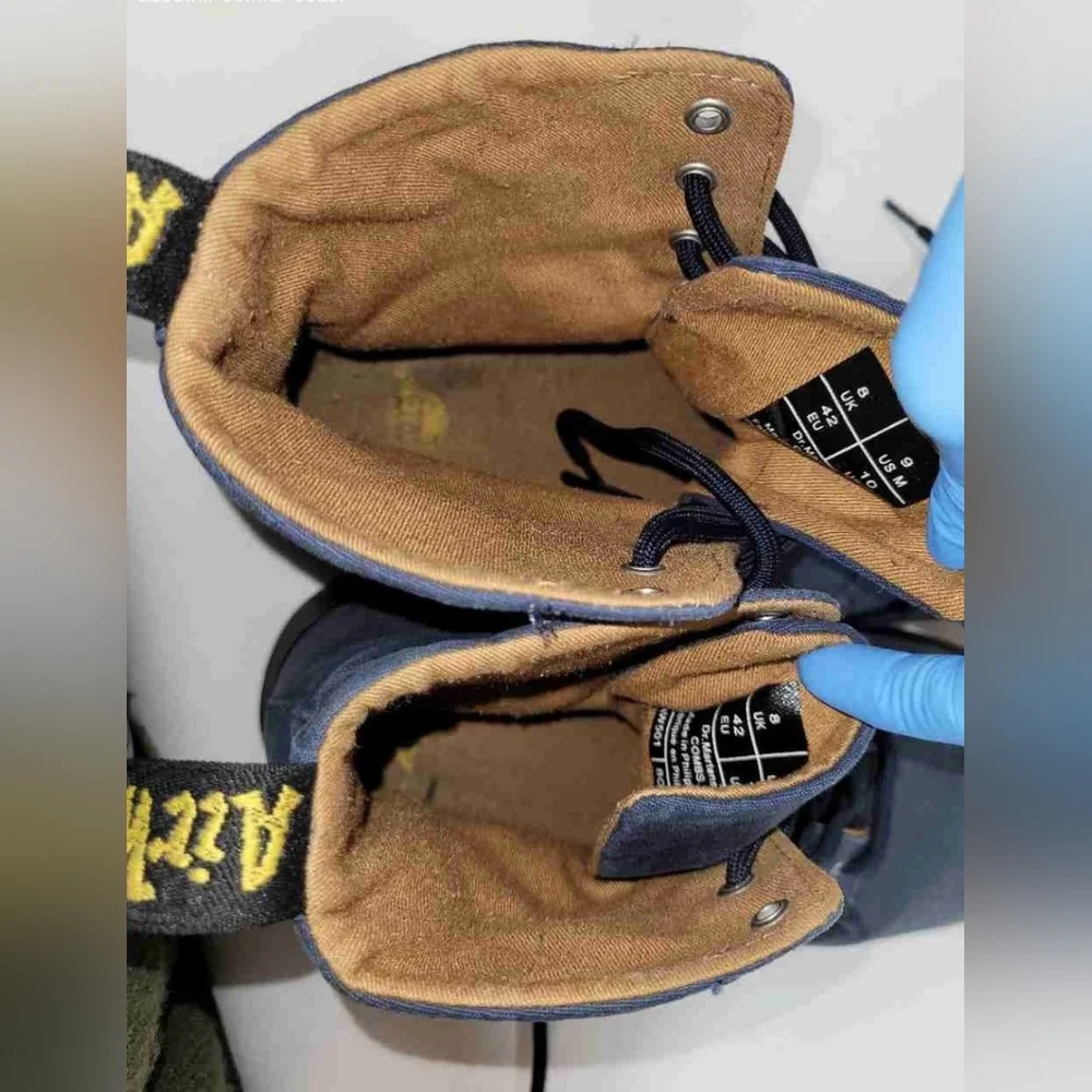 Dr. Martens Combs AirWair Blue Canvas Blue Denim Combat Boots Men 9 Women 10 - Picture 5 of 8